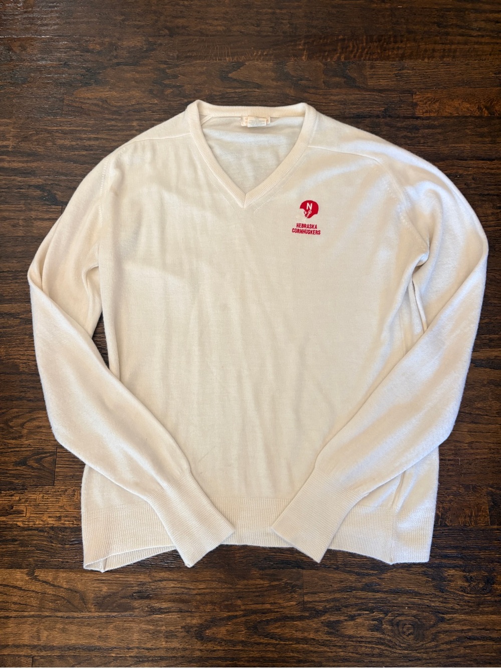 Men's 80s Vintage Nebraska Sweater - Cream with Red Logo ❤️🌽❤️